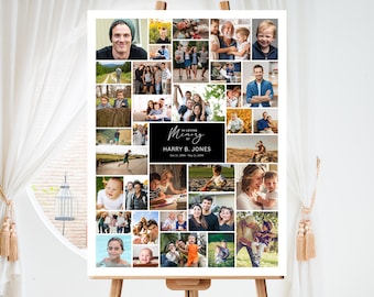 Poster Size Funeral Photo Collage Template for 35 Photos, Funeral Template, Canva, Memorial, Wedding, Graduation, Celebration