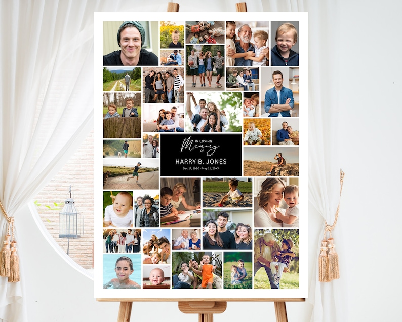 Funeral Photo Collage Sign  Template Set
