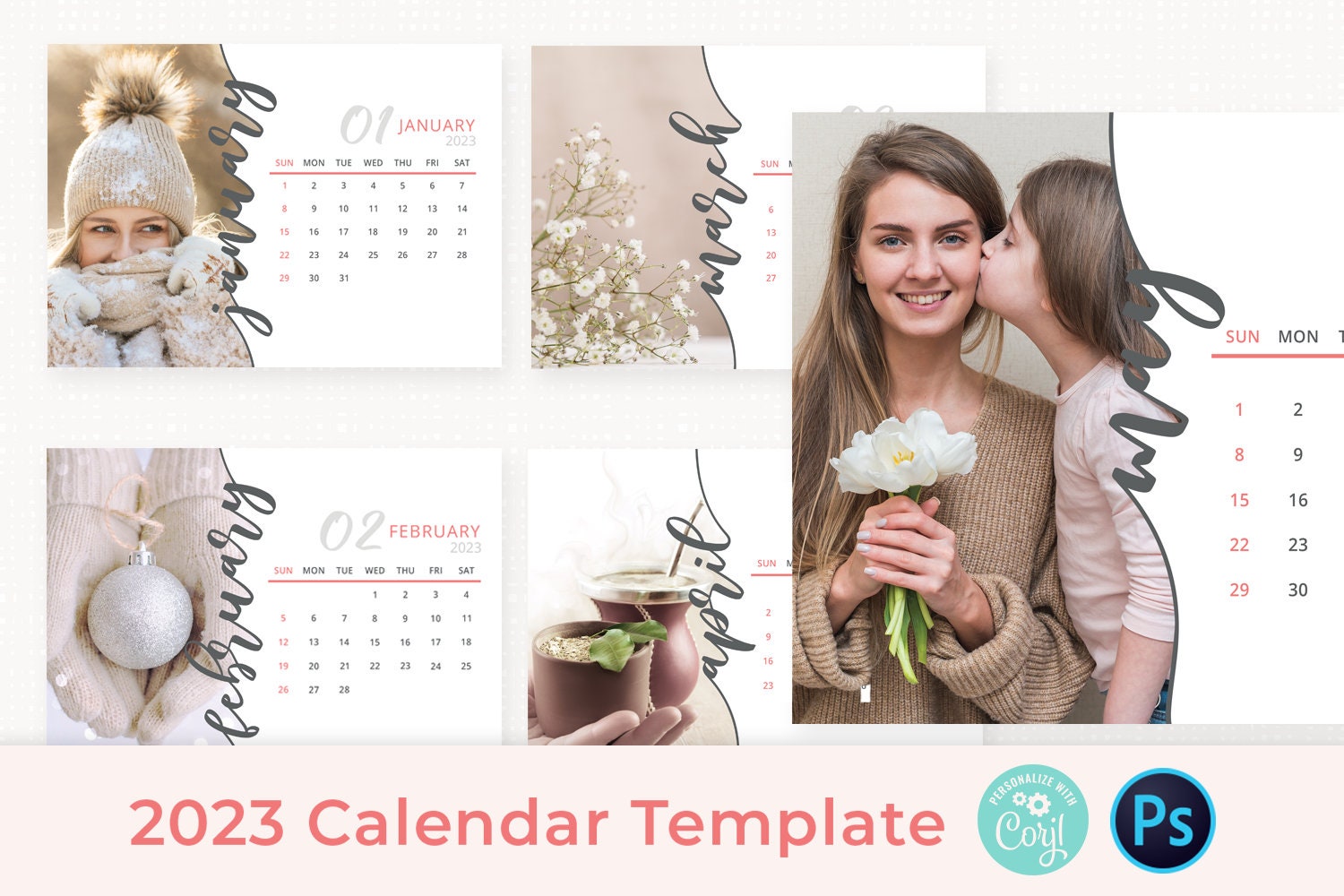 2023 Calendar Template Desk Calendar 2023 Printable - Etsy