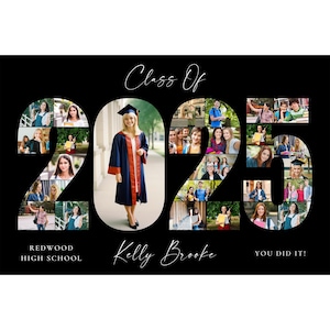 2025 Graduation Photo Collage Welcome Sign Template, Class of 2025, Party Poster Display, Graduation Gift for Seniors, Photo Board Posters
