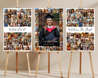 Graduation Photo Collage Template Set, Graduation Welcome Sign, Graduation Party Poster Display, Graduation Gift for Seniors, Class of 2026