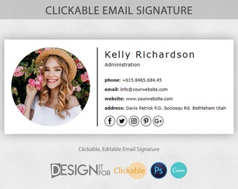 Email Signature Template Clickable Link, Gmail Email Signature, Html, Outlook E-mail Signature, Professional Email Signature, Realtor Email