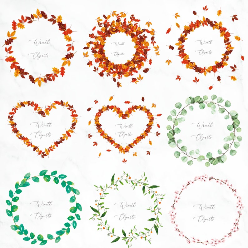 Download Floral Greenery Wreath Svg Png Cliparts Watercolor Flower | Etsy