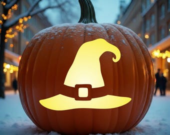 Witch Hat Pumpkin Stencil, Halloween Carving Template, Printable Witch Hat Pumpkin Pattern, Jack O Lantern Design, Digital Download, #JOL