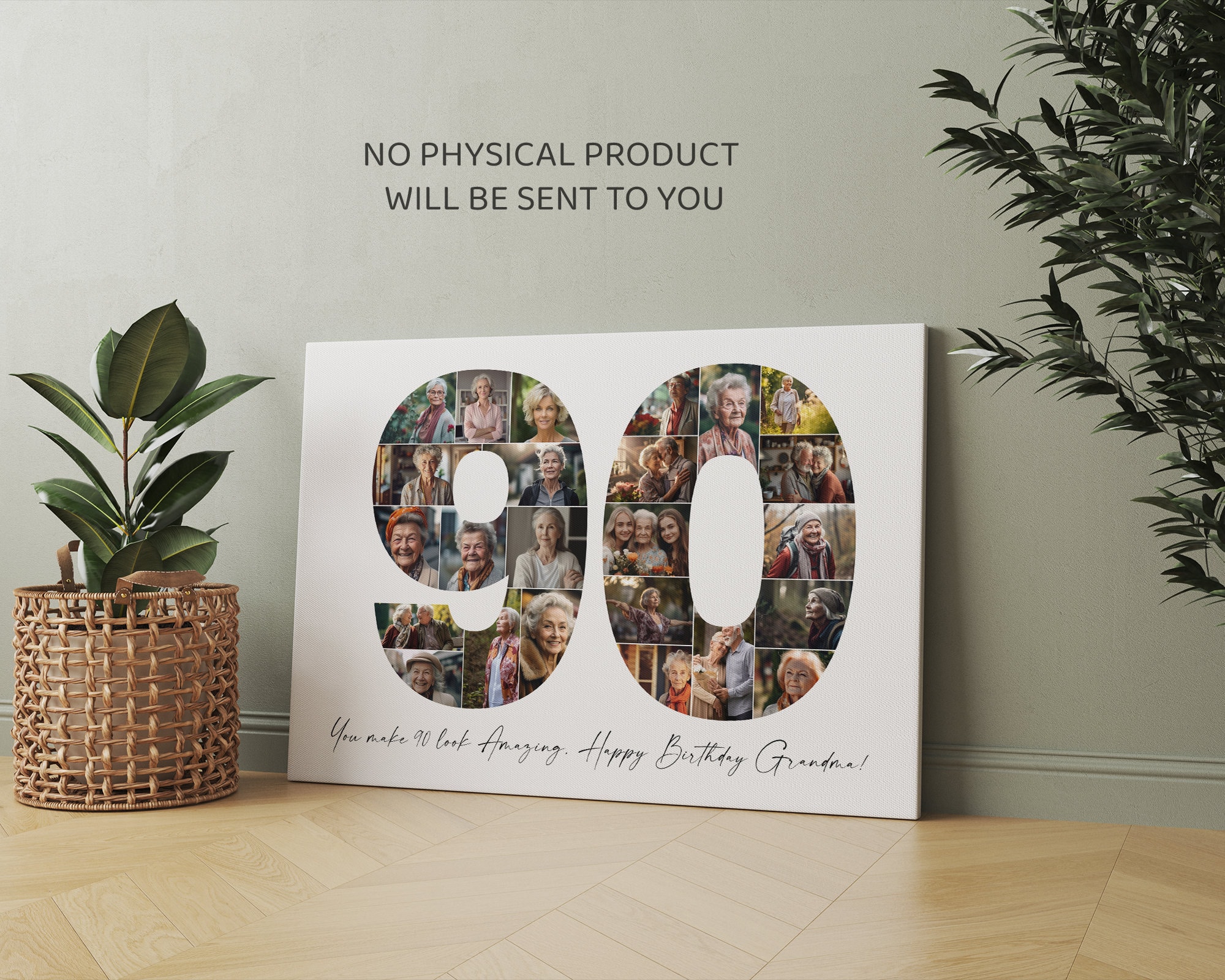 90th Birthday Photo Collage Template, Personalized Gift for Grandma ...