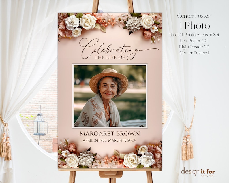 Funeral Welcome Sign, Funeral Photo Collage Template, Funeral Poster