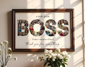 Boss Photo Collage Template, Boss Gift for Men Women, Party Poster, Boss Appreciation, Boss Retirement, Coach Leader Gift, Boss Birthday