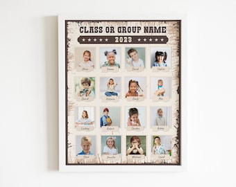 Western School Photo Collage Template, Template School Class Photo, School Photo, School, Photo Template, Printable, Editable Collage