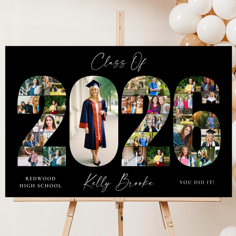 2026 graduation photo collage template, class of 2026