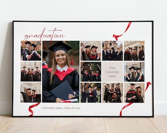 Modèle de collage photo de remise des diplômes, modèle de collage photo de classe au format affiche et lettre pour 12 photos avec rubans, modèle sur toile, 36 x 24 pouces