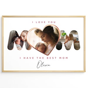 Mom Photo Collage Template, Editable Photo Gift for Mom, Printable Birthday Gift for Mother, Mom Print Photos, Mom Collage with Heart