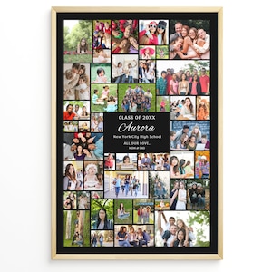 Editable Printable Graduation Photo Collage Template for 46 Photos, Poster Collage for Graduation, Memorial, Funeral, Wedding, Celebration