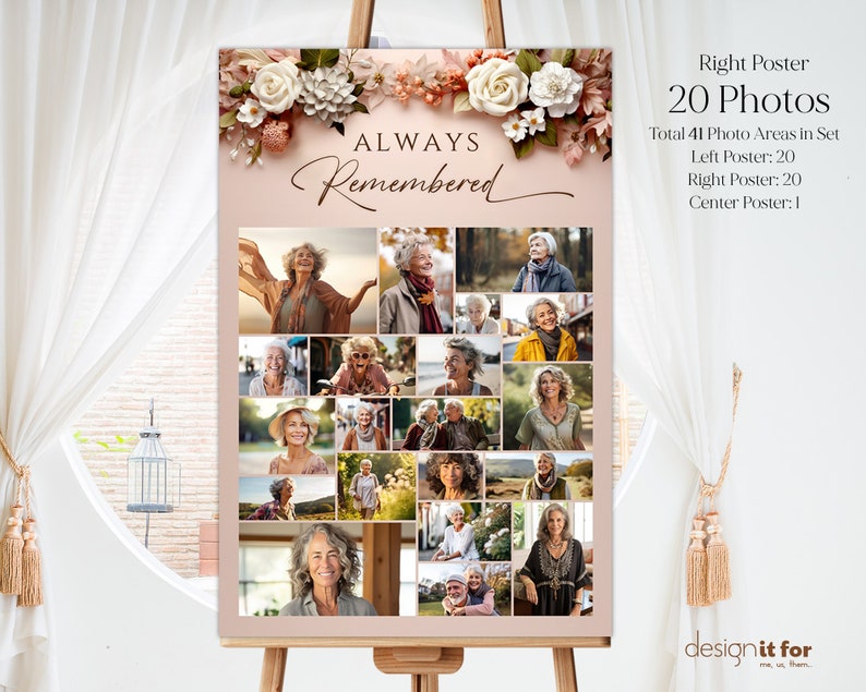 Funeral Welcome Sign, Funeral Photo Collage Template, Funeral Poster