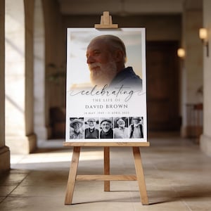 Funeral Photo Collage Template, Funeral Poster, Celebration of Life,  Funeral Welcome Sign, In Loving Memory, Memorial Poster