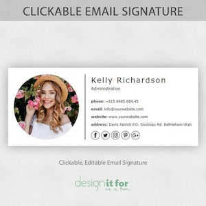 Email Signature Template Clickable Link, Gmail Email Signature, Html, Outlook E-mail Signature, Professional Email Signature, Realtor Email