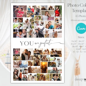 24x36 Photo Collage, Poster Size Photo Collage Template for 45 Photos, Funeral Poster Sign, Welcome Sign, Birthday Gift, Memorial Sign