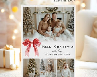2026 Christmas Card Template, Red Ribbon Holiday Photo Cards, Family Photo Christmas, New Year Card, Christmas Photo Card, Canva, CPC26