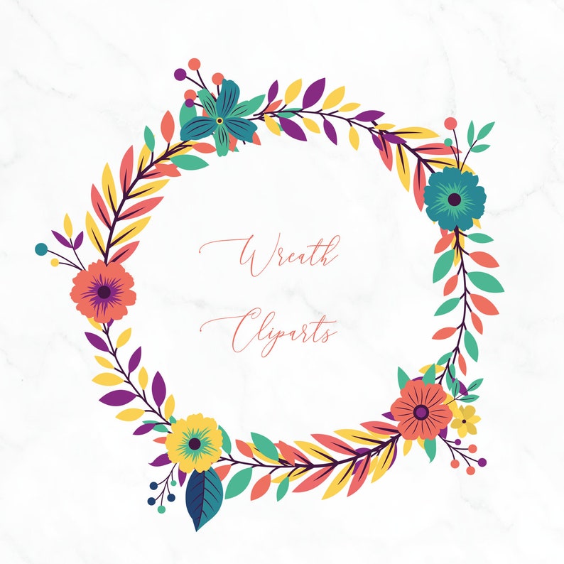 Download Floral Greenery Wreath Svg Png Cliparts Watercolor Flower | Etsy
