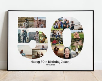 50. Geburtstag Foto Collage Vorlage, druckbare 50. Geburtstag Foto Collage, Foto Collage, 50. Geburtstag Geschenke, Geburtstag Jahrestag, Canva