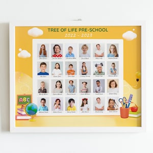 School Photo Collage Template, School Portraits, School Composite Photo, Kindergarten Photo Collage Template for Class, student photo