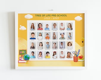 School Photo Collage Template, School Portraits, School Composite Photo, Kindergarten Photo Collage Template for Class, student photo