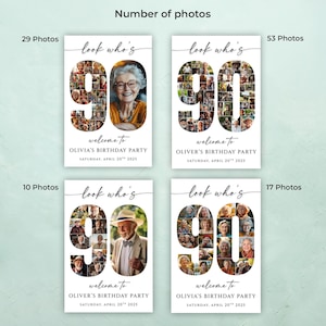 Editable 90th Birthday Photo Collage Party Welcome Sign Template ...