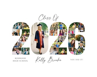 2026 Graduation Photo Collage Welcome Sign Template, Class of 2026, Party Poster Display, Graduation Gift for Seniors, Photo Board Posters