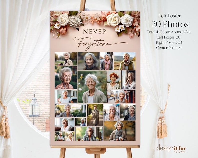 Funeral Welcome Sign, Funeral Photo Collage Template, Funeral Poster