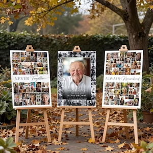 Funeral Photo Collage Template, Funeral Poster, Celebration of Life,  Funeral Welcome Sign, In Loving Memory, Memorial Poster