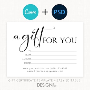 Gift Certificate Template, Editable Gift Certificate Template, Canva, PSD, Printable , Digital Gift Certificate, 5x7 Gift Card Template