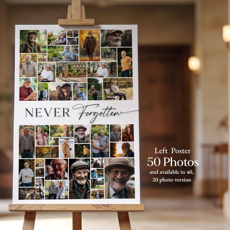 Funeral Photo Collage Template, Funeral Poster, Celebration of Life,  Funeral Welcome Sign, In Loving Memory, Memorial Poster