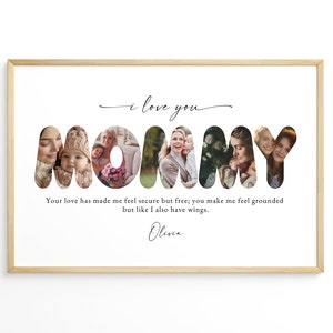 Mommy Photo Collage Template, Birthday Gift for Mom, Customizable Mother&#39;s Day Gift, Mommy Daughter Collage, Printable Mommy Word for Mother