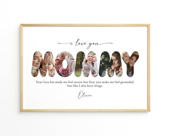 Mommy Photo Collage Template, Birthday Gift for Mom, Customizable Mother's Day Gift, Mommy Daughter Collage, Printable Mommy Word for Mother