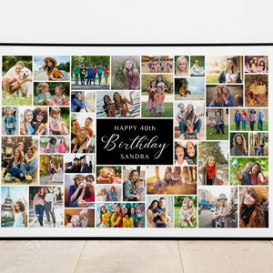 Modelo de colagem de fotos de aniversário, modelo de colagem de presente de foto para 45 fotos, colagem de presente de aniversário para impressão, colagem de fotos de aniversário, presente