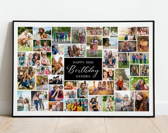 Birthday Photo Collage Template, Photo Gift Collage Template for 45 Photos, Printable Birthday Gift Collage, Birthday Photo Collage, Gift