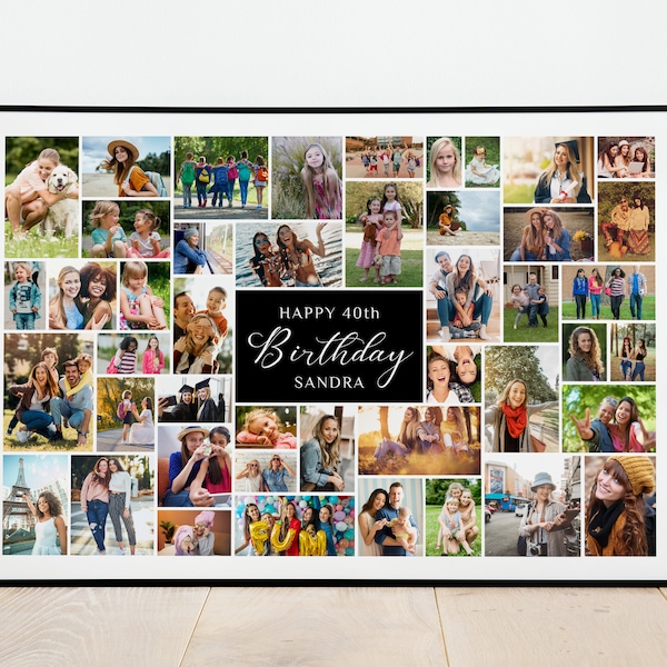 Birthday Photo Collage Template, Photo Gift Collage Template for 45 Photos, Printable Birthday Gift Collage, Birthday Photo Collage, Gift