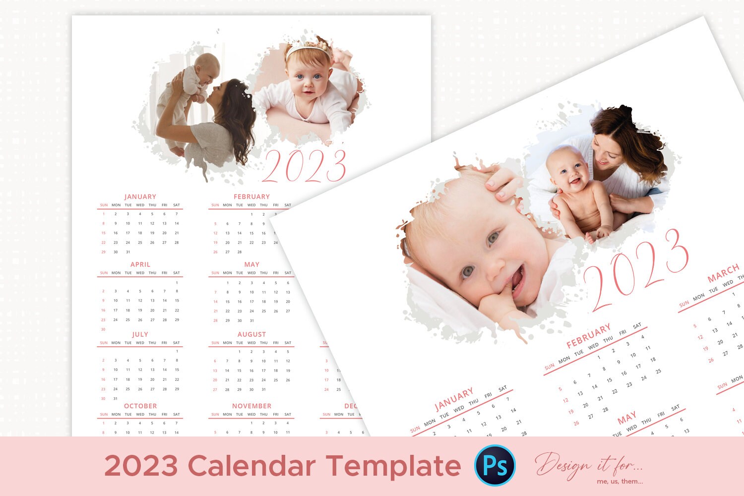2023 Wall Calendar Template Printable Photo Calendar - Etsy Denmark