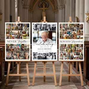 Funeral Photo Collage Template, Funeral Poster, Celebration of Life,  Funeral Welcome Sign, In Loving Memory, Memorial Poster