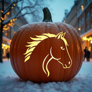 Horse Pumpkin Stencil Template – Horse Pumpkin Carving Pattern – Halloween Horse Stencil, Jack O Lantern Design, Digital Download, #JOL