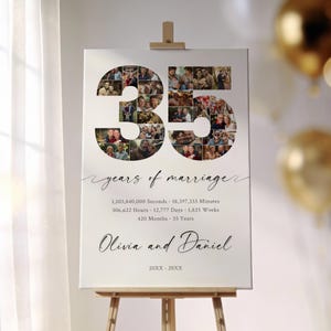 Vorlage für eine Fotocollage zum 35. Jahrestag, bearbeitbar mit Canva (Digitaler Download)
