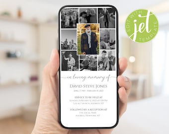 Funeral E-vite, Funeral Digital Invitation, Funeral Announcement Digital Invites, Electronic Memorial Invite Card, Smartphone Funeral Evite