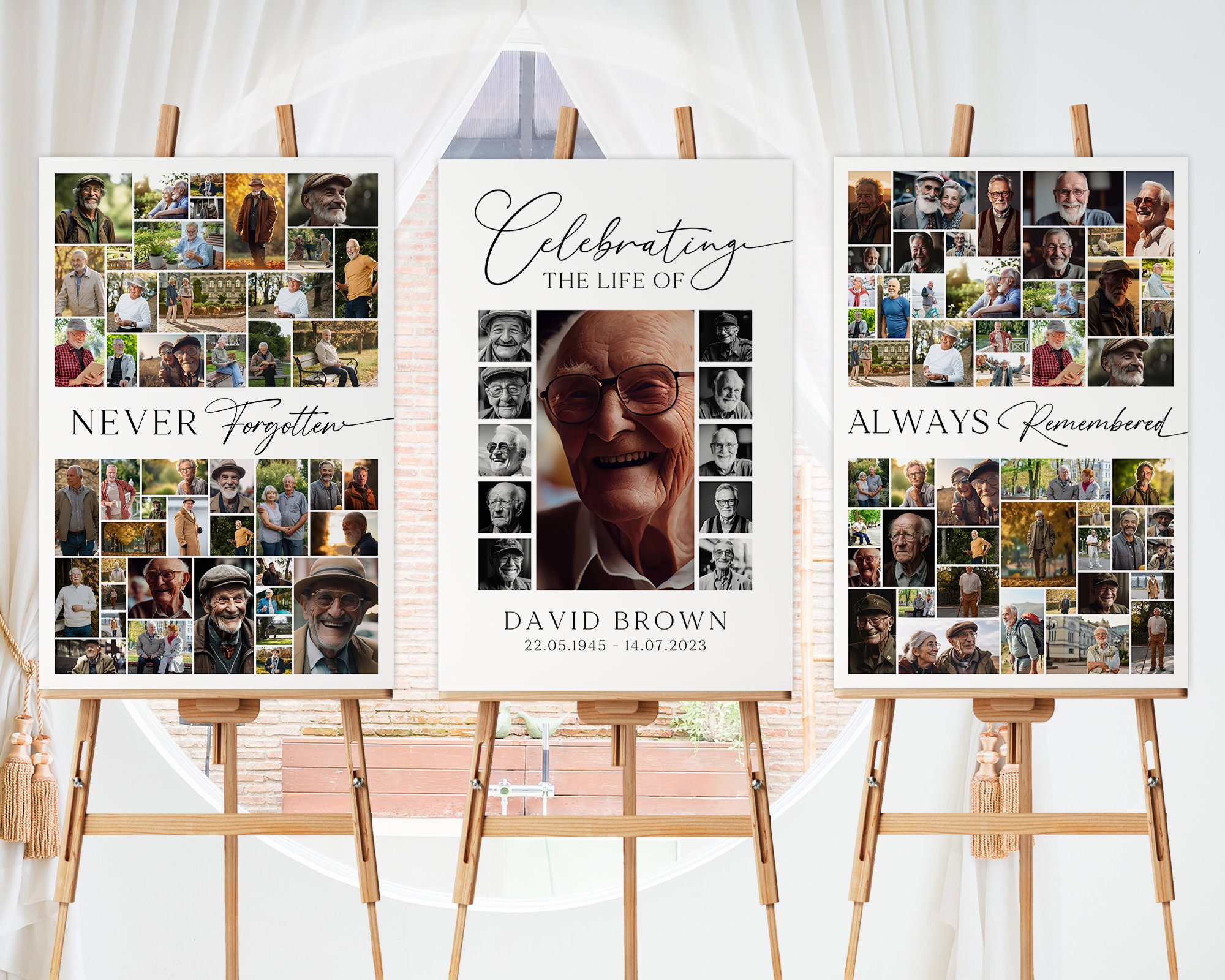 Celebration of Life Poster, Funeral Welcome Sign Display, Always in Our  Hearts 20 Photo Collage Guest Book Table Memorial Picture Gift Favor 