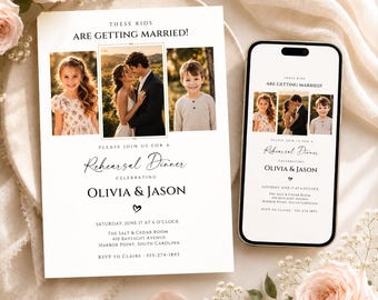 The Night Before Invitation Template, These Kids are Getting Married, Childhood Photos, Rehearsal Dinner Invite, Canva (Digital Download)
