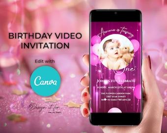 Kids Birthday Video Invitation, Girl Birthday Digital Invitation, Video Invite, Party Invitation, Mobile Invitation, Birthday Video Evite
