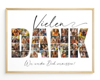 DANK Fotocollage Vorlage, Trauercollage Tafel, Geschenk Fotocollage, Gedenkposter, Erinnerungstafel, Bildcollage Freund