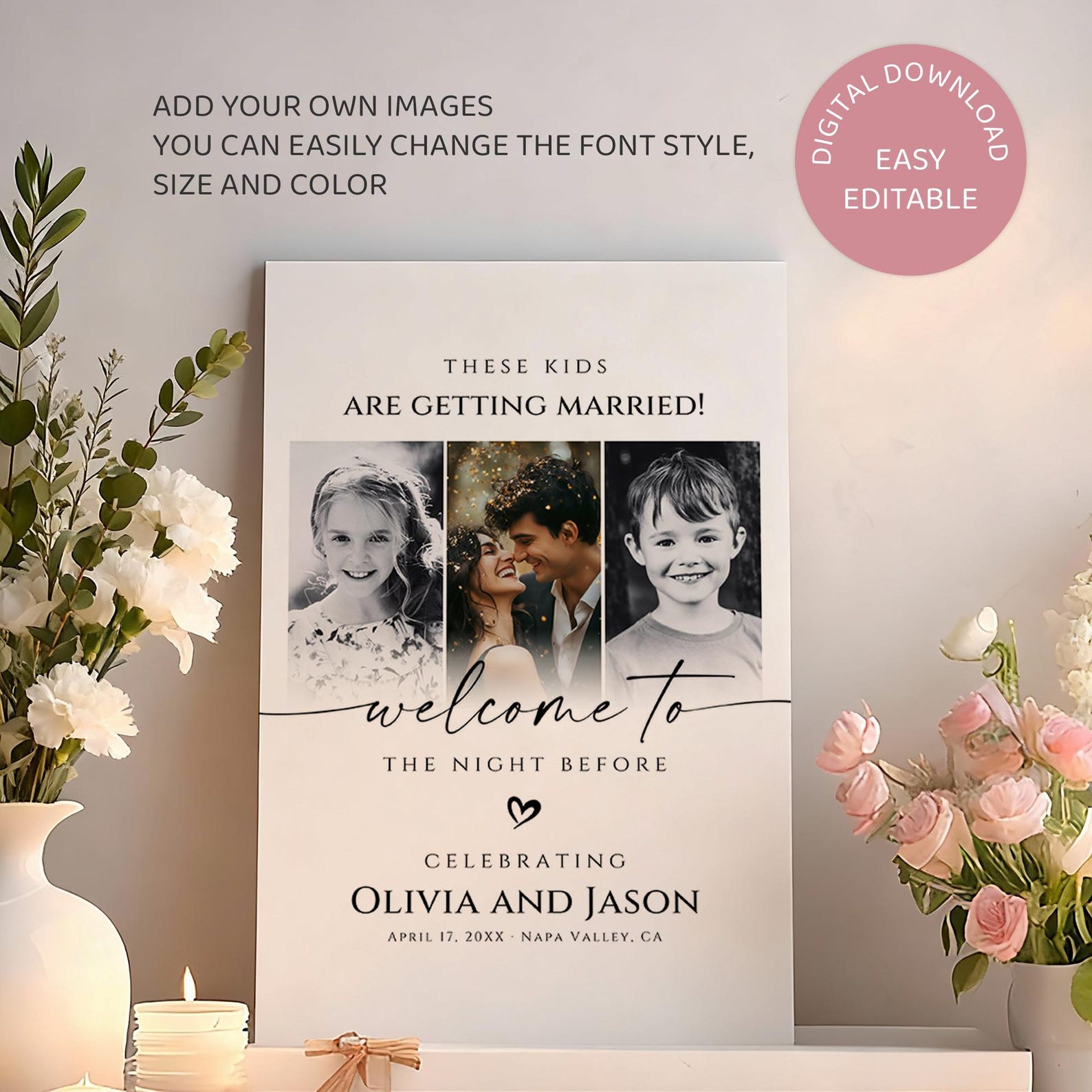 These Kids Are Getting Married Poster, the Night Before Welcome Sign ...