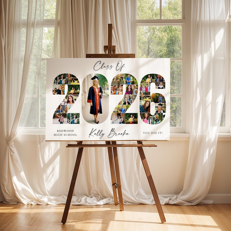 2026 Graduation Photo Collage Template, Graduation Party Welcome Sign