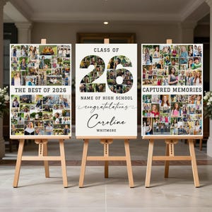 Graduation Photo Collage Sign Template Set, Class of 2026 Poster Board, Graduation Gift, Senior Board