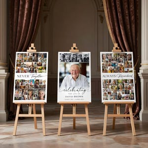 Funeral Photo Collage Template, Funeral Poster, Celebration of Life,  Funeral Welcome Sign, In Loving Memory, Memorial Poster
