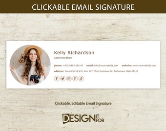 Clickable Email Signature Template, Gmail Email Signature with Logo, HTML Outlook Email Signature, Business Email Signature, Professional